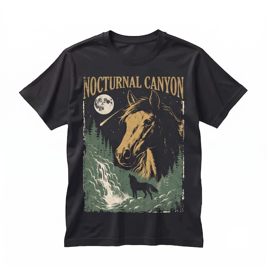 Vintage Moonlight Horse Western Cowboy Rodeo Country Rustic Mustang Graphic Gift Unisex TShirt