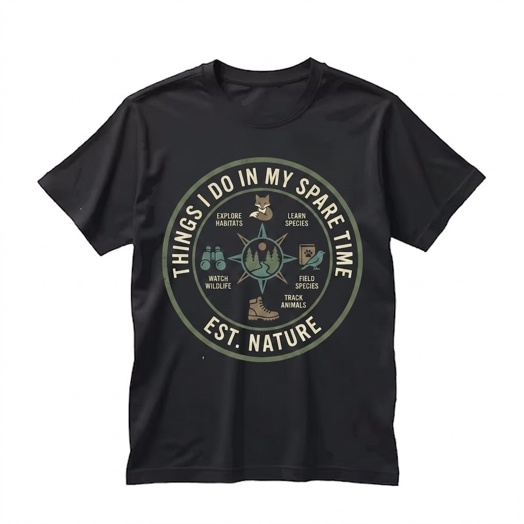 Birding Wildlife Graphic Print in Moss Green, Funny Things I Do Nature Lover Unisex TShirt