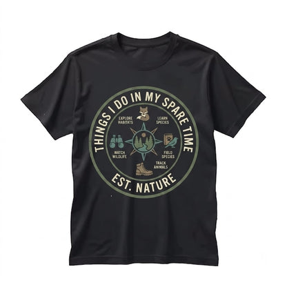 Birding Wildlife Graphic Print in Moss Green, Funny Things I Do Nature Lover Unisex TShirt