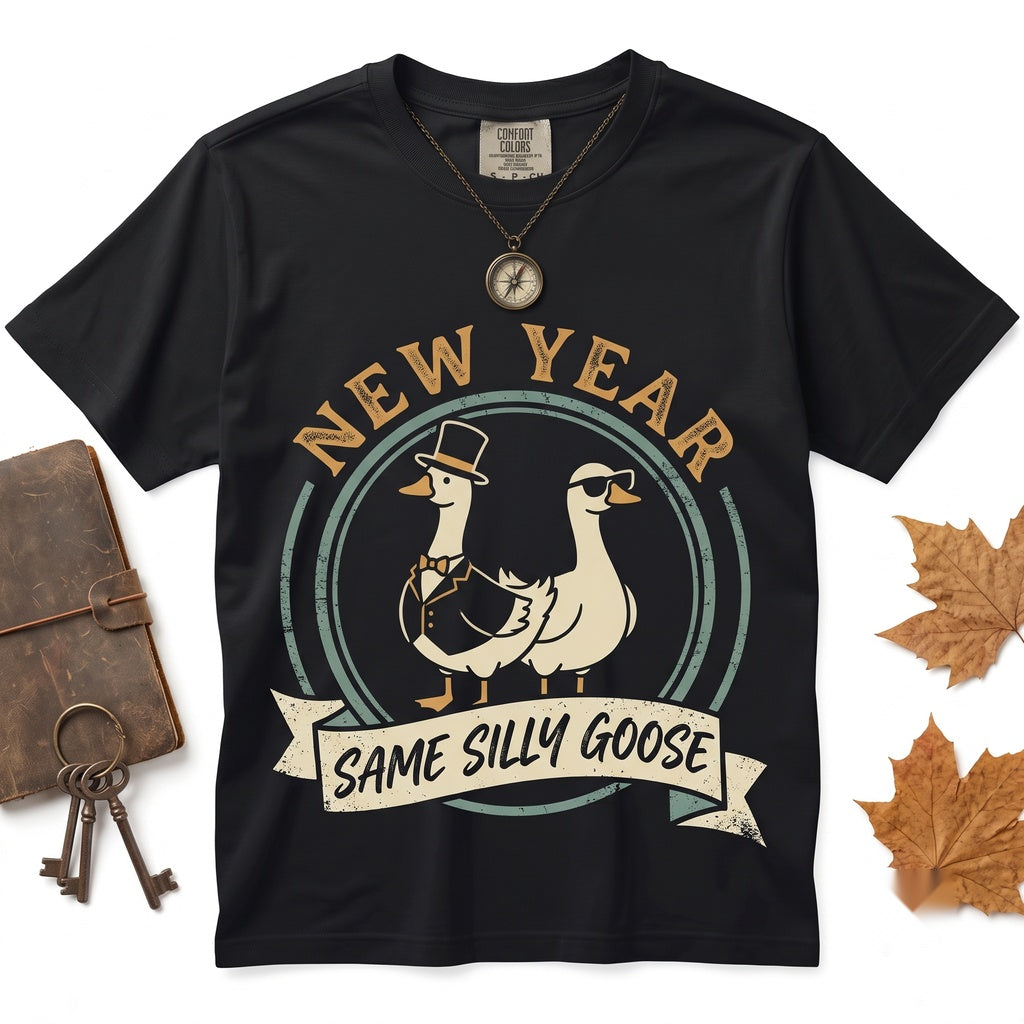 Happy New Year 2026 Silly Goose Crew Funny Matching Family NYE Party Cute Graphic Gift Unisex TShirt