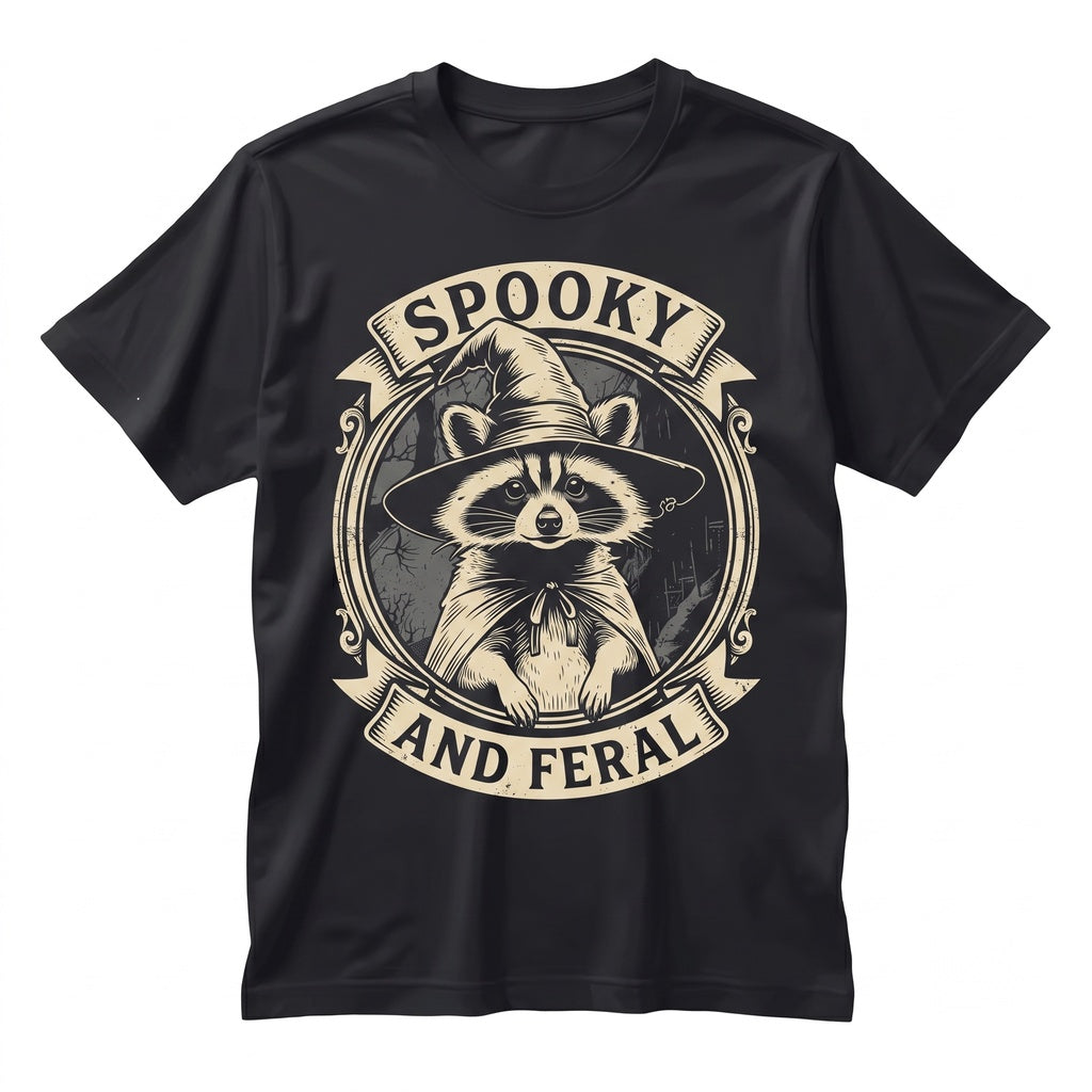 Spooky Raccoon Witch Gothic Forest Animal Halloween Apparel Unisex TShirt