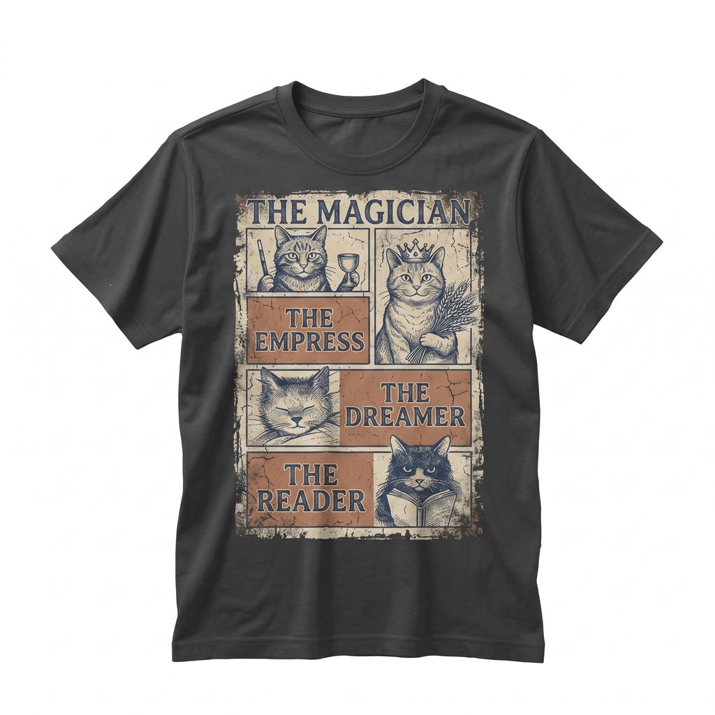 Witchy Black Cat Tarot Card Gothic Halloween Occult Lover Gift Unisex TShirt