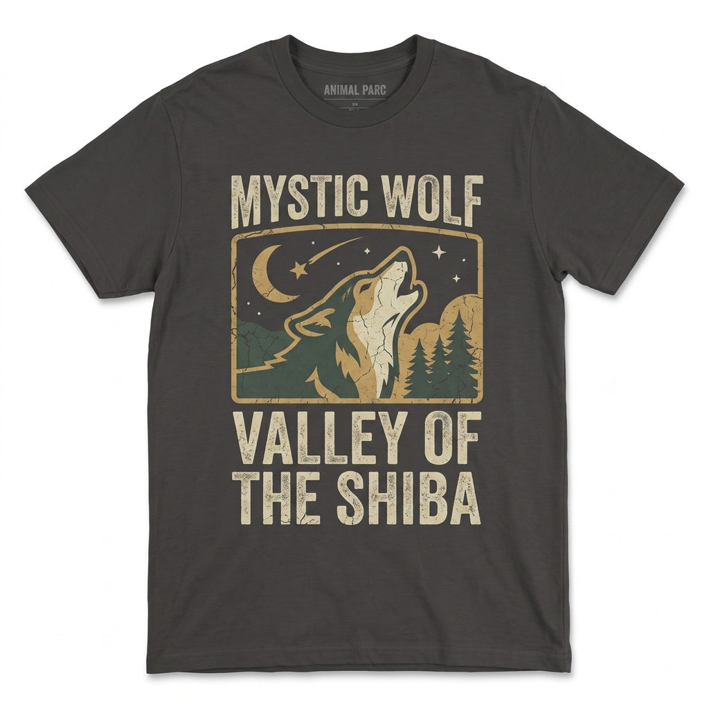 Shiba Inu Howling to The Full Moon Vintage 90s Retro Dog Graphic Meme Animals Silly Gift Apparel Unisex TShirt