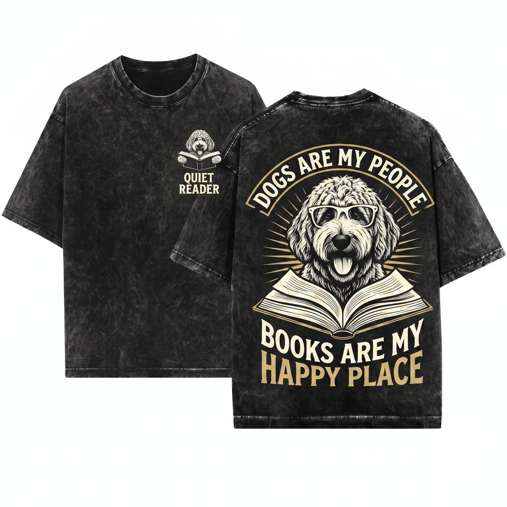 Goldendoodle Bookish Dog Lover Reader Mom Dad Bookworm Librarian Gift Unisex Wash T-Shirt