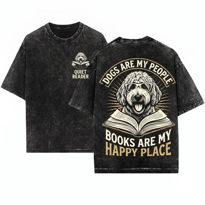 Goldendoodle Bookish Dog Lover Reader Mom Dad Bookworm Librarian Gift Unisex Wash T-Shirt