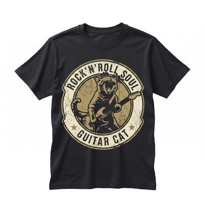 Vintage Cat Playing Guitar Rock N Roll Musician Pet Dad Mom Graphic Gift Unisex TShirt