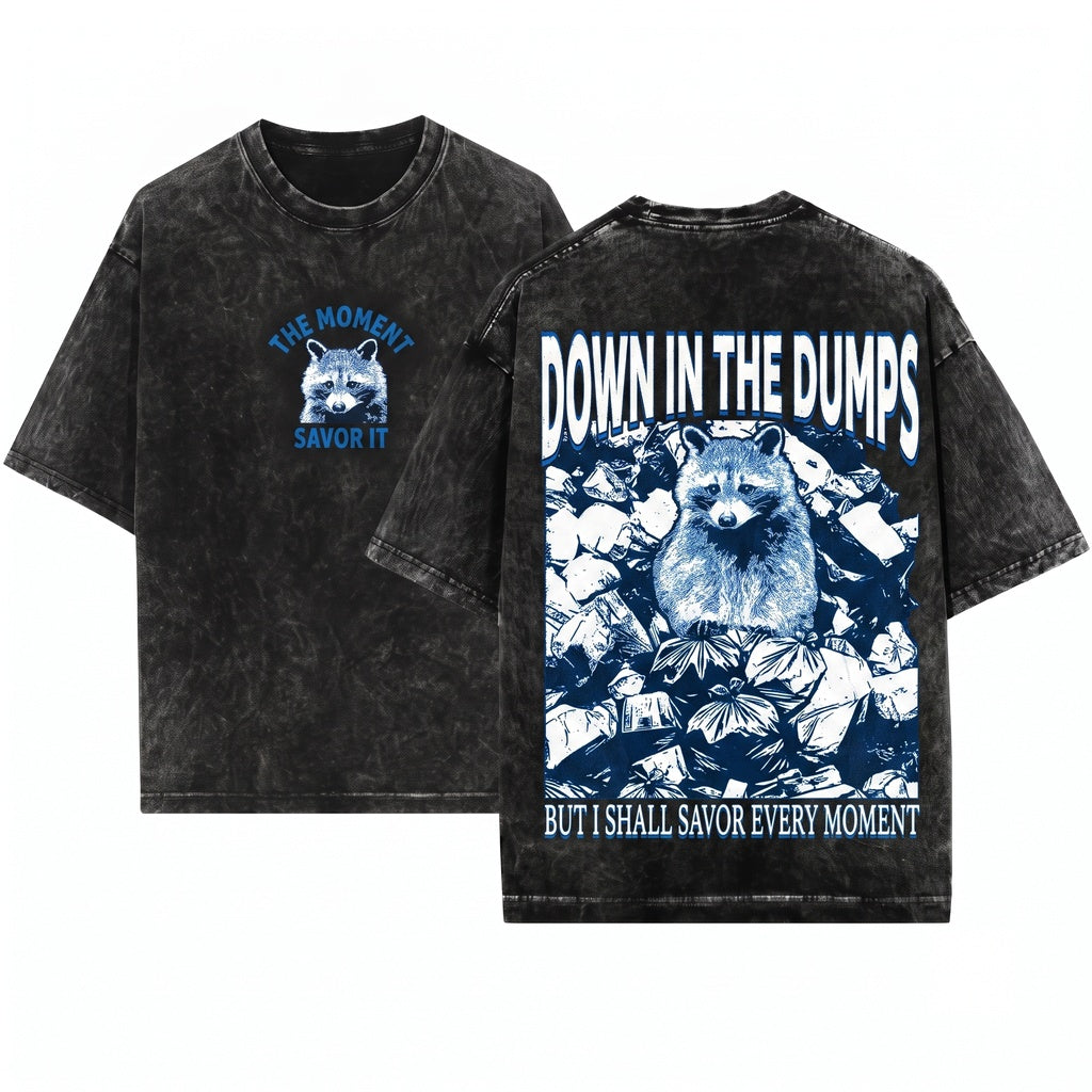 Vintage Down In The Dumps Japanese Raccoon Unisex Wash T-Shirt