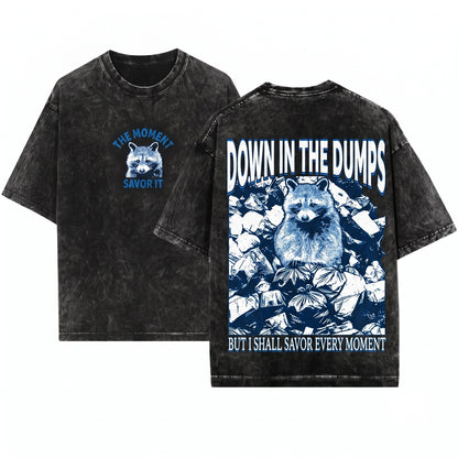 Vintage Down In The Dumps Japanese Raccoon Unisex Wash T-Shirt