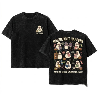 Cute Sheep Lamb Yarn Crochet Knitting Sewing Crafter Hobby Gift Unisex Wash T-Shirt