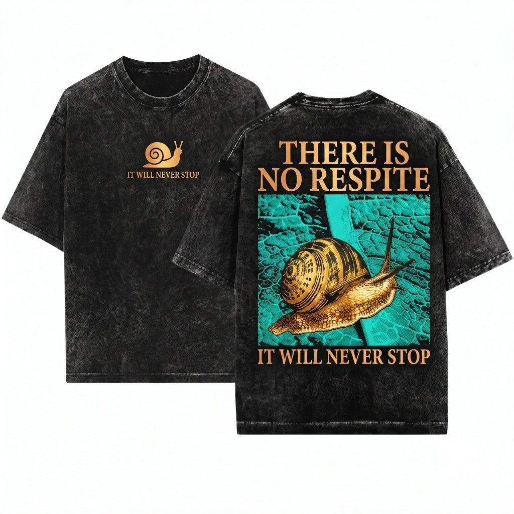 Vintage It Will Never Stop Japanese Snail Graphic Unisex Wash T-Shirt