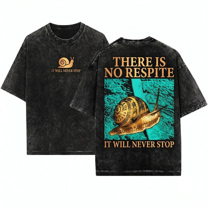 Vintage It Will Never Stop Japanese Snail Graphic Unisex Wash T-Shirt