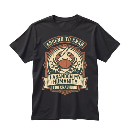 I Abandon My Humanity Funny Vintage Japanese Anime Crab Graphic Navy Blue Unisex TShirt