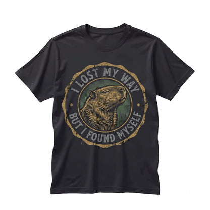 I Lost My Way Capybara Vintage Japanese Graphic Cotton Unisex TShirt