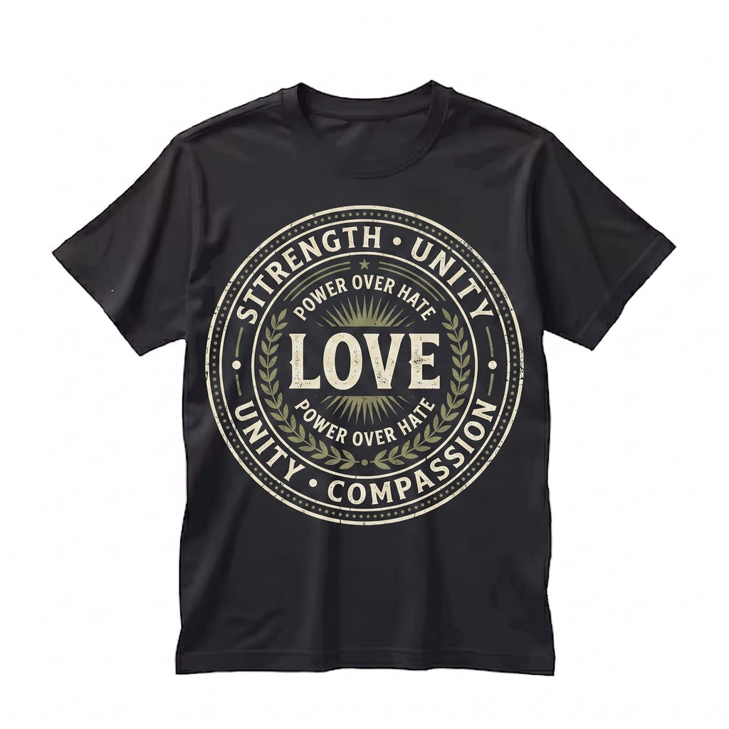 The Only Thing More Powerful Than Hate Is Love Inspirational Quote Gift Positive Message Graphic Apparel Unisex TShirt