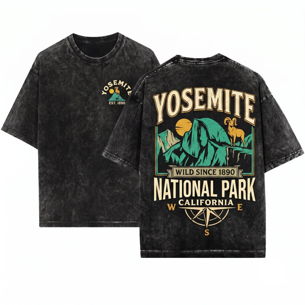 Yosemite National Park California Outdoor Camping Hiking Unisex Wash T-Shirt