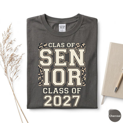 Senior Class of 2027 Leopard Print High School Graduation Gift Unisex TShirt