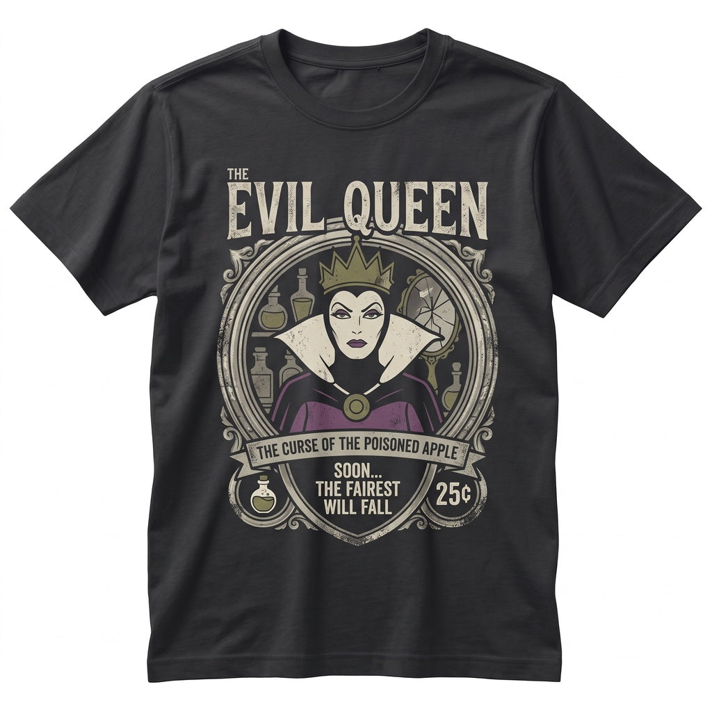 Vintage Fairytale Evil Queen Poison Apple Villains Graphic Unisex TShirt