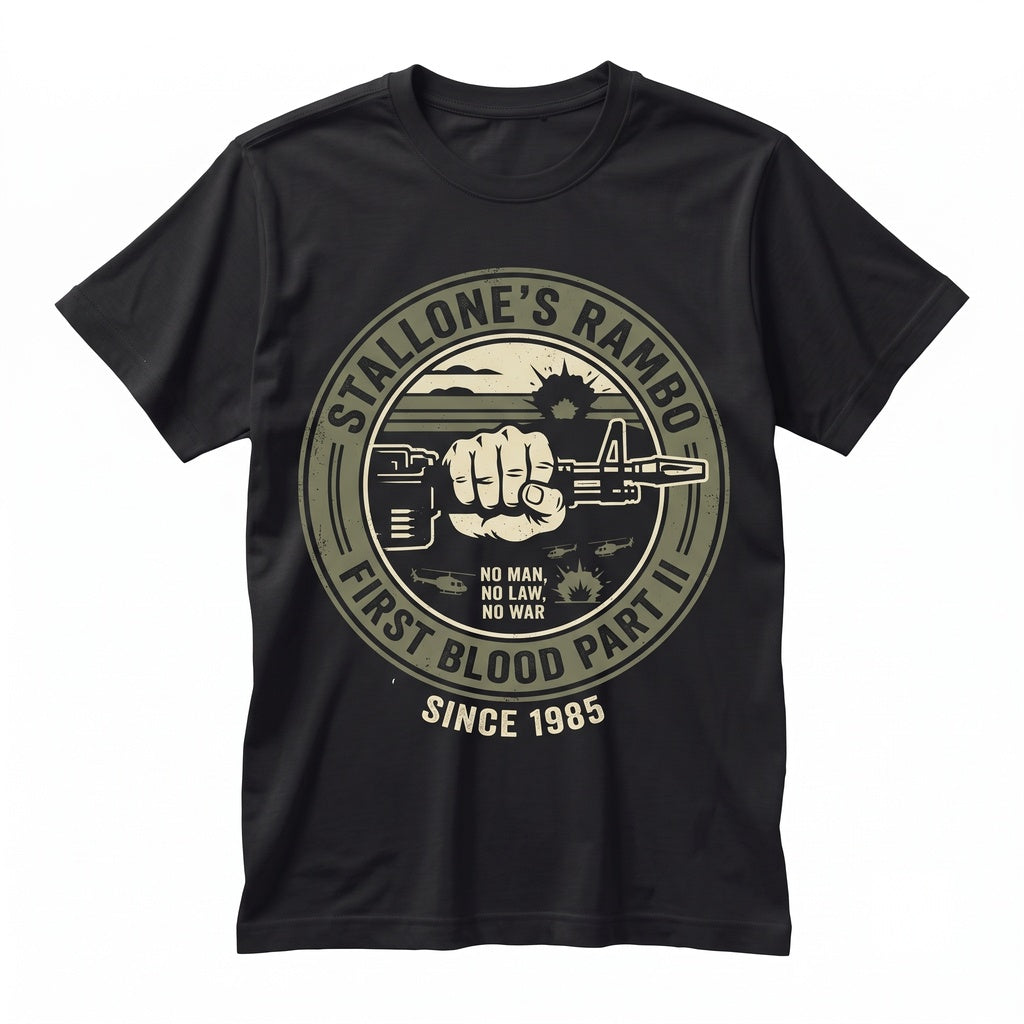 Vintage 1980s Action Movie Vietnam Veteran Commando Graphic Unisex TShirt