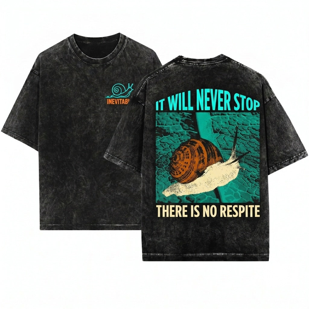 Vintage It Will Never Stop Japanese Snail Graphic Unisex Wash T-Shirt
