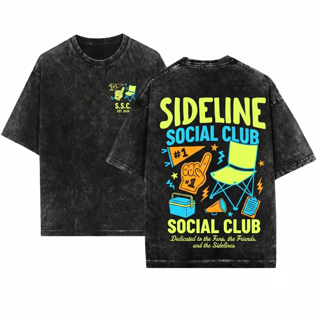 Game Day Sports Mama Baseball Soccer Football Softball Season Sideline Social Club Unisex Wash T-Shirt