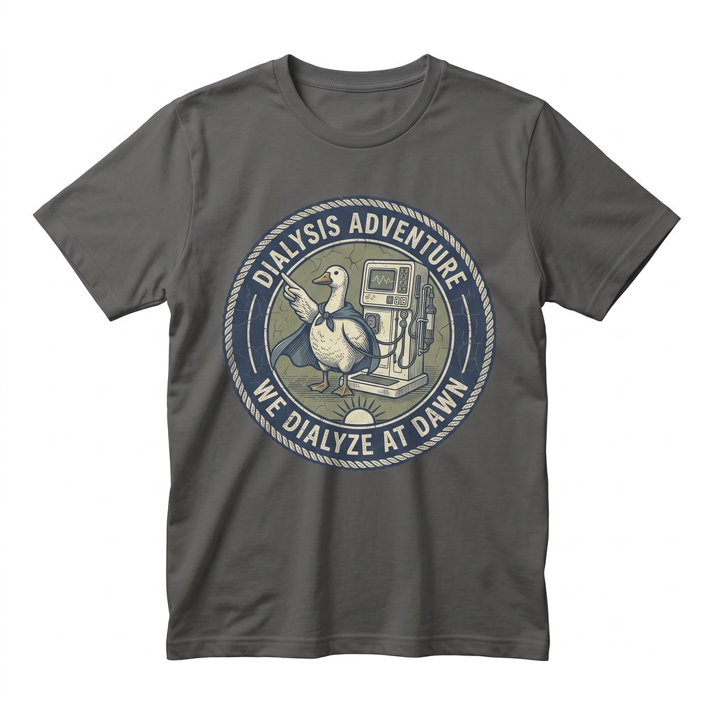 We Dialyze At Dawn Funny Nephrology Goose Kidney Doctor Nurse Medical Graphic Unisex TShirt