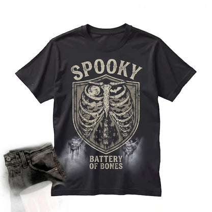 Halloween Skeleton Ribcage Graphic Haunted House Bats Dark Gothic Aesthetic Spooky Gift Unisex TShirt
