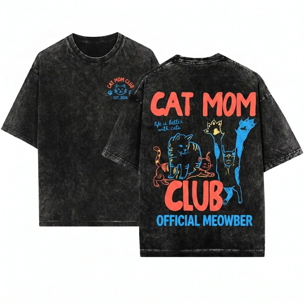 Funny Fur Mama Cat Lover Gift Unisex Wash T-Shirt