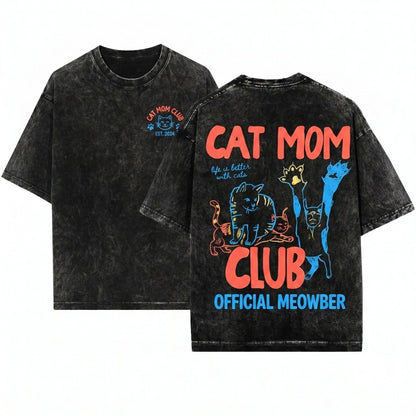 Funny Fur Mama Cat Lover Gift Unisex Wash T-Shirt