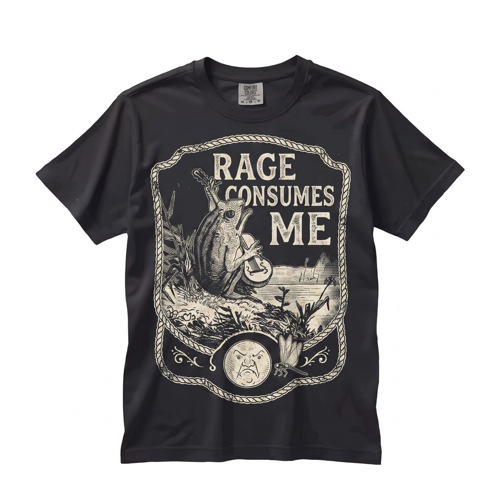 Grumpy Frog Playing Banjo Dark Academia Goblincore Moon Nature Lover Graphic Unisex TShirt