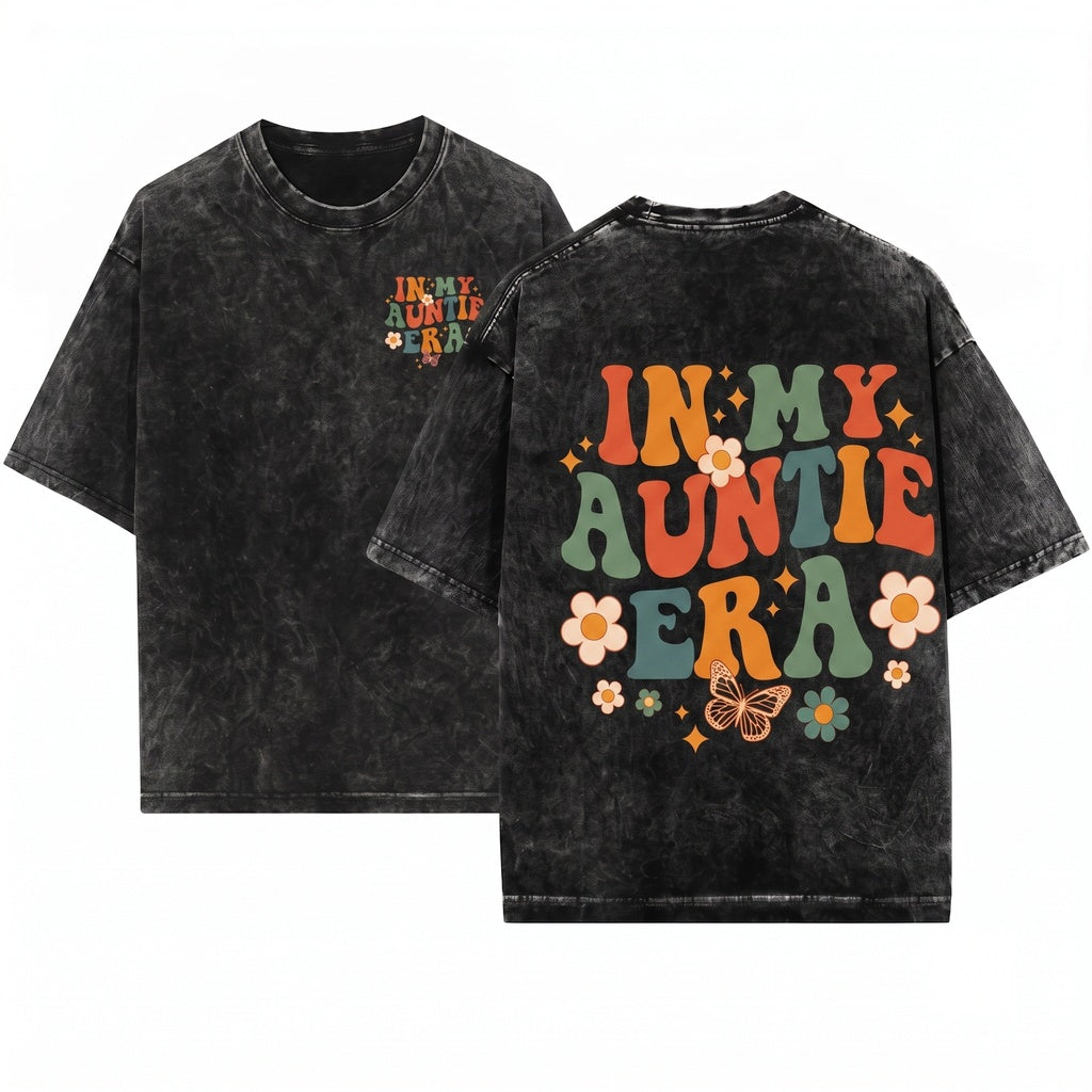 In My Auntie Era Pregnancy Announcement to Sister Favorite New Aunt Gift Unisex Wash T-Shirt