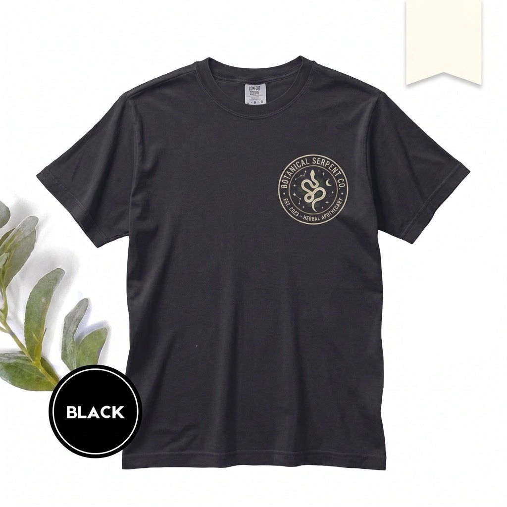Manacled Embroidered Snake High Reeve Wizard Runes Dark Academia Fanfic Witchy Serpent Apparel Unisex TShirt