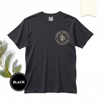 Manacled Embroidered Snake High Reeve Wizard Runes Dark Academia Fanfic Witchy Serpent Apparel Unisex TShirt