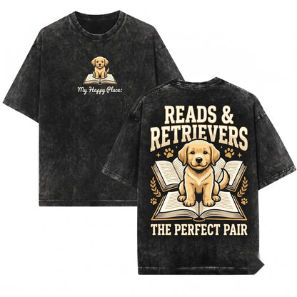 Embroidered 1717 Dog Mom Reading Books Cozy Lover Gift Unisex Wash T-Shirt