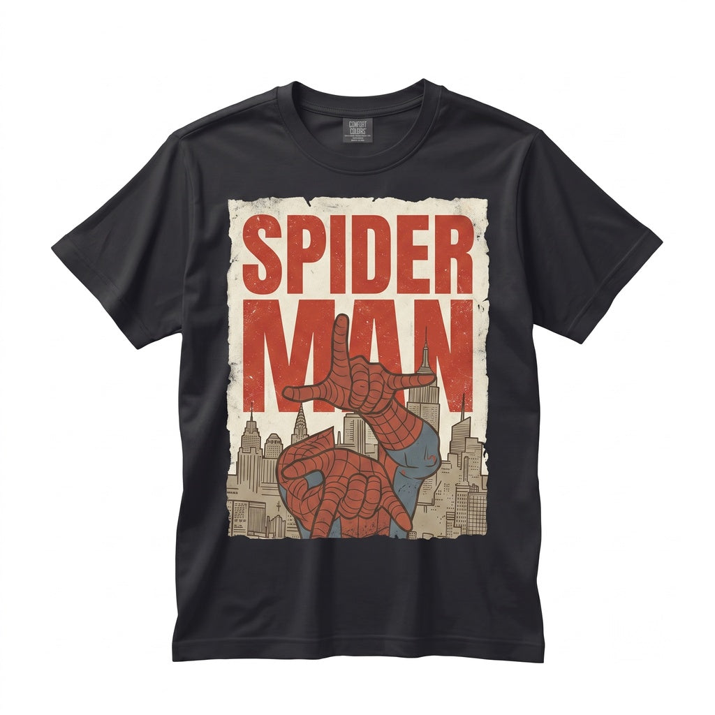 Peter Parker Shooting Webs Graphic Mineral Wash Superhero Comic Birthday Gift Unisex TShirt
