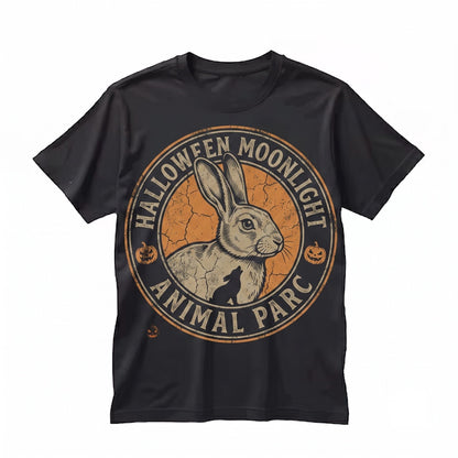 Vintage 90s Spooky Halloween Rabbit Howling At Full Moon Funny Bunny Lover Gift Unisex TShirt