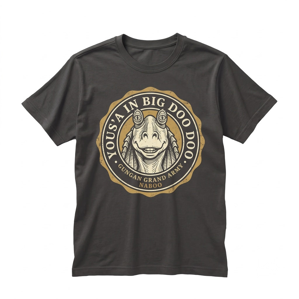 Vintage Jar Jar Binks Graphic Double-Sided Retro Sci-Fi Comedy Meme Cotton Top Unisex TShirt