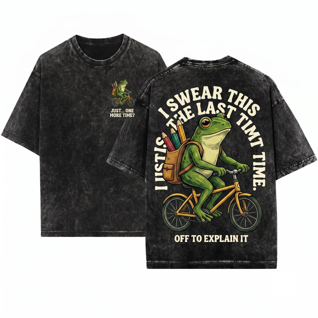 Funny Frog Teacher Graphic Off To Explain It One More Time Classroom Humor School Gift Unisex Wash T-Shirt