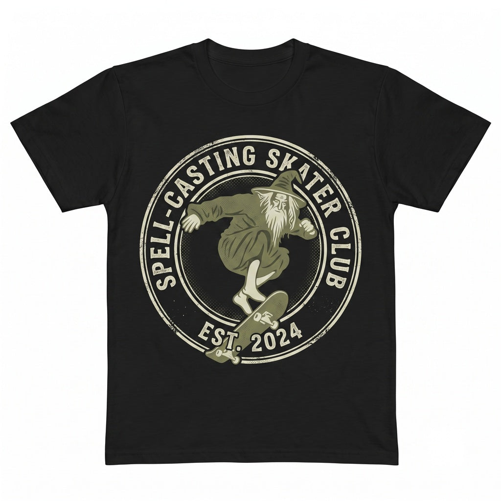 Vintage Wizard Skateboard Graphic Magic Fantasy Cotton Skate Apparel Unisex TShirt