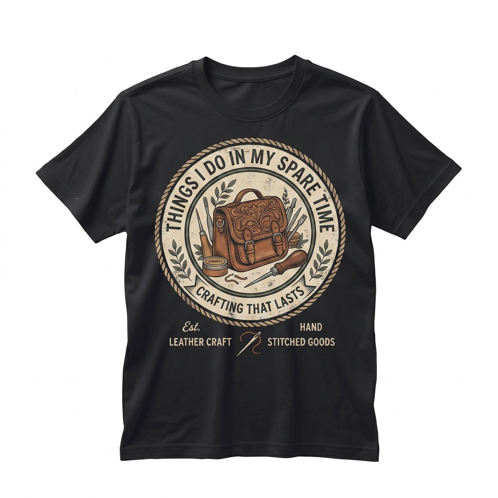 Leather Tooling Things I Do In My Spare Time Graphic Crafter Hobbyist Apparel Unisex TShirt