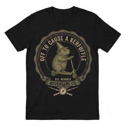 Off To Cause A Kerfuffle Silly Groundhog Scooter Funny Animal Mental Health Adult Humor Sarcastic Crewneck Unisex TShirt