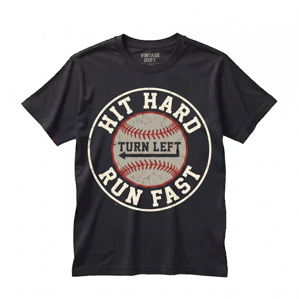 Baseball Player Hit Hard Run Fast Turn Left Graphic Sports Coach Game Fan Birthday Christmas Gift For Mom Dad Unisex TShirt