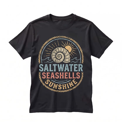 Saltwater Seashells Sunshine Beach Summer Vacation Holiday Vibes Mode Unisex TShirt