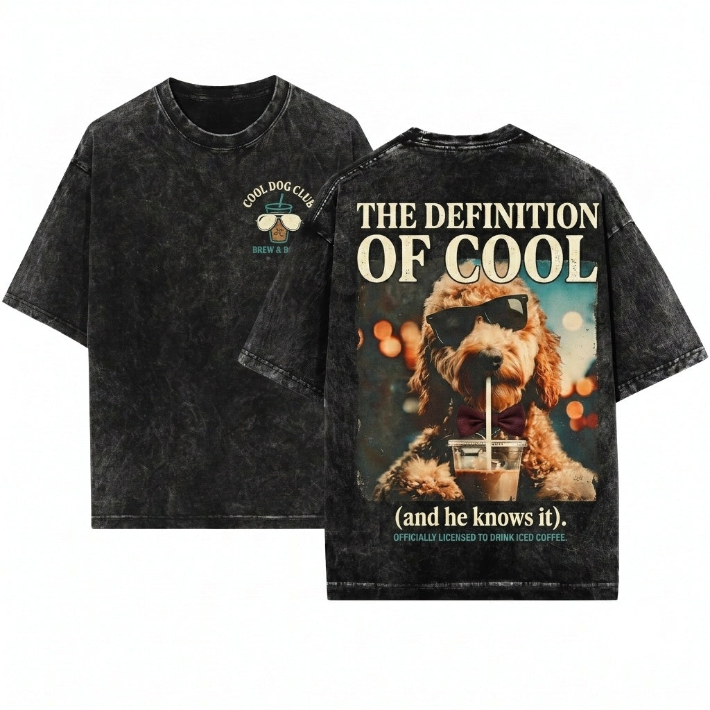 Funny Goldendoodle Iced Coffee Dog Wearing Sunglasses Aesthetic Cute Pet Owner Gift Unisex Wash T-Shirt