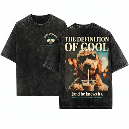Funny Goldendoodle Iced Coffee Dog Wearing Sunglasses Aesthetic Cute Pet Owner Gift Unisex Wash T-Shirt