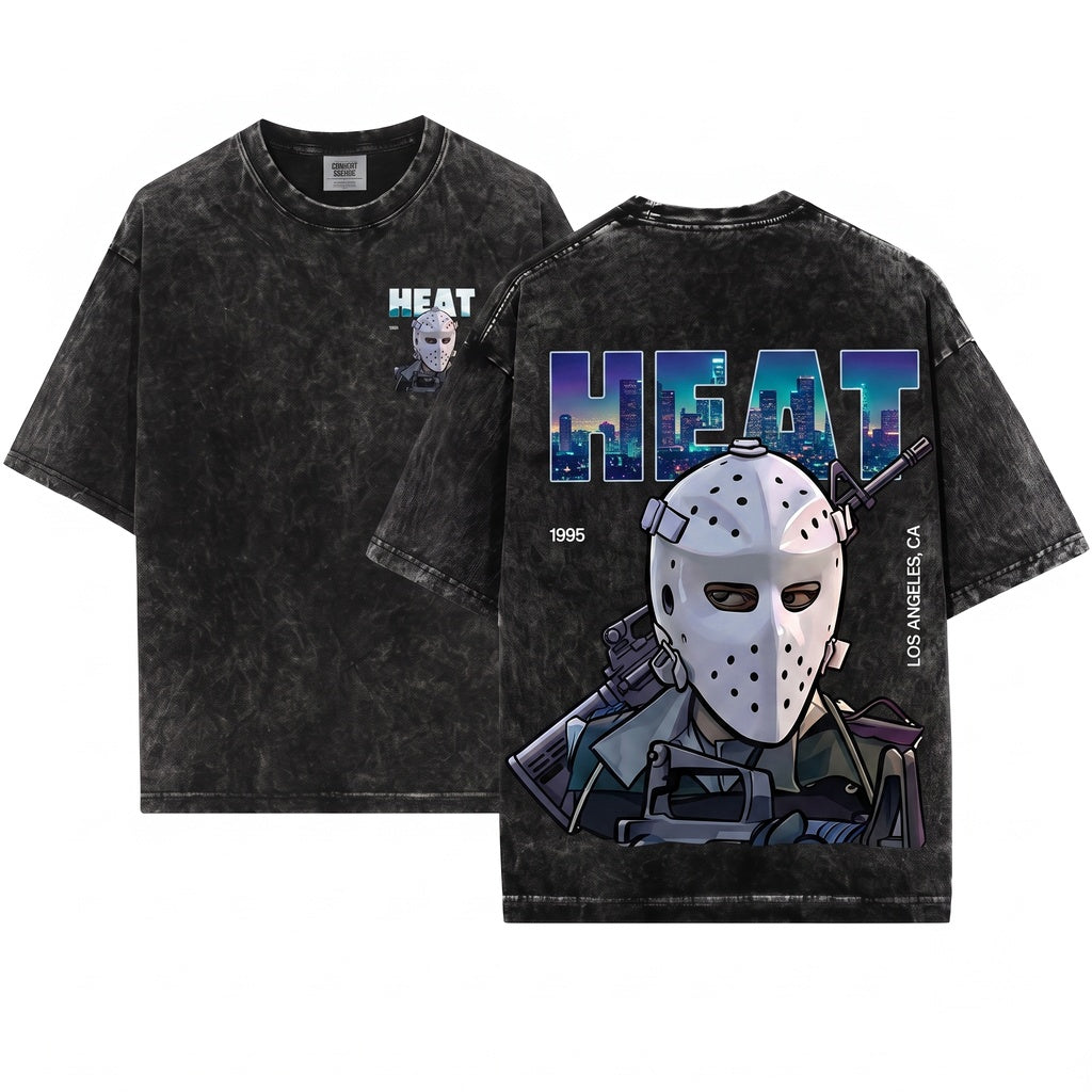 1990s Action Film Graphic Heat Crime Thriller Retro Streetwear Unisex Wash T-Shirt