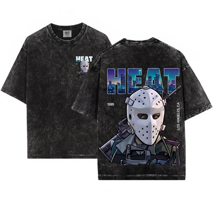 1990s Action Film Graphic Heat Crime Thriller Retro Streetwear Unisex Wash T-Shirt