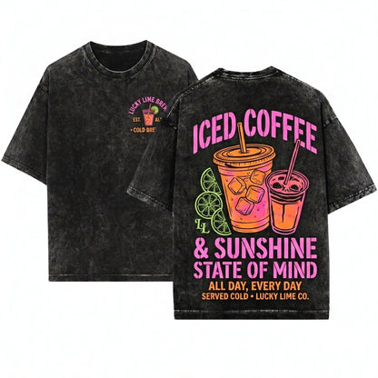 Iced Coffee Sunshine Summer Vibes Coffee Lover Gift Unisex Wash T-Shirt