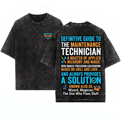 Maintenance Technician Definition Funny Repairman Mechanic Worker Gift Appreciation Unisex Wash T-Shirt