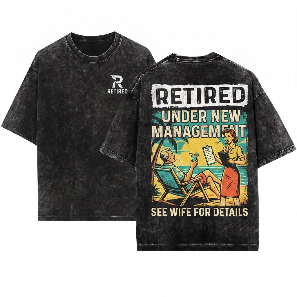 Funny Retirement Gift for Men Retired Under New Management Husband Dad Grandpa Dads Grandpas Apparel Grandfather Novelty Graphic
