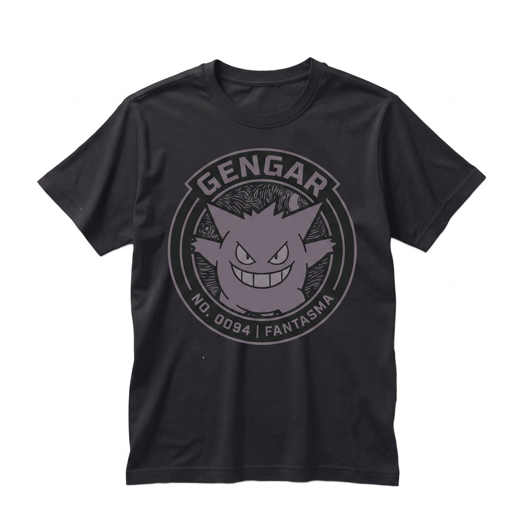 Vintage Wash Gengar Anime Graphic Oversized Mineral Garment Dyed Ghost Character Double Sided Cotton Top Fan Gift Unisex TShirt